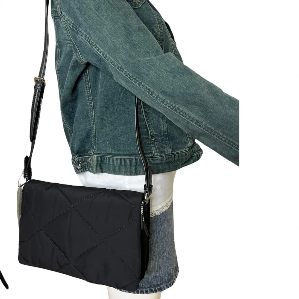 Zara Womens Crossbody Bag Black Quilt Shoulder Bag Purse Adjustable Strap New - Picture 3 of 13